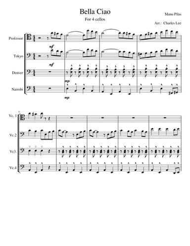 Bella Ciao for 4 cellos (arr. Charles JS)