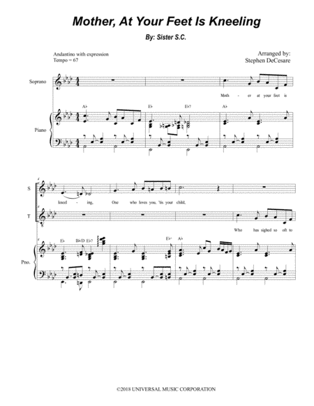 Mother At Your Feet Is Kneeling (arr. Stephen DeCesare)