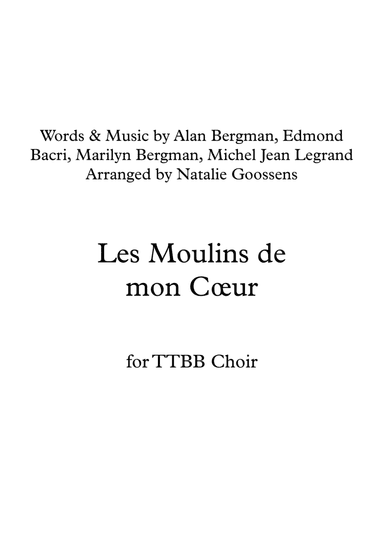 Moulins De Mon Coeur (arr. Natalie Goossens)