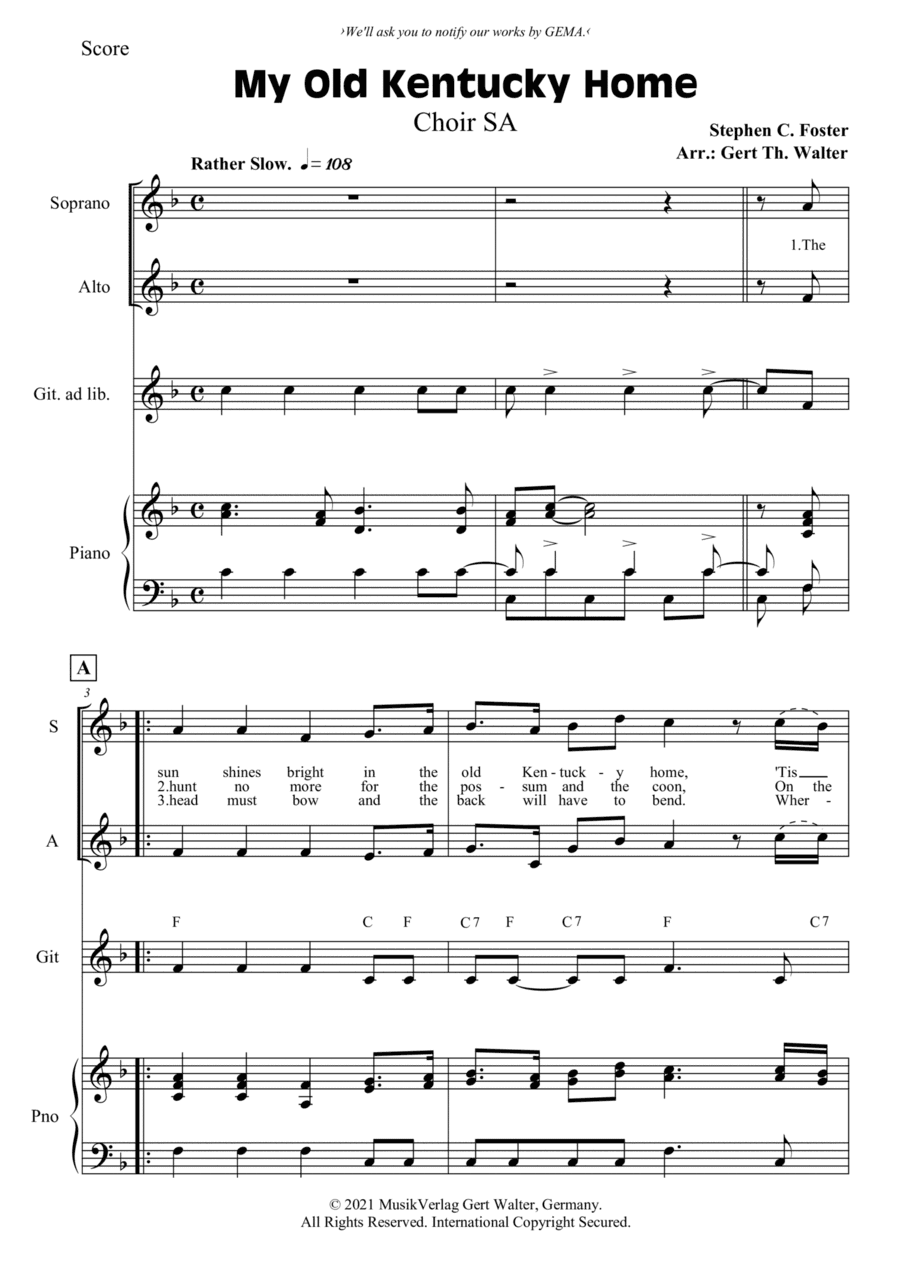 My Old Kentucky Home (arr. Gert Th. Walter)