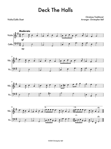 Deck The Halls (Violin/Cello Duet) (arr. Christopher Bell)
