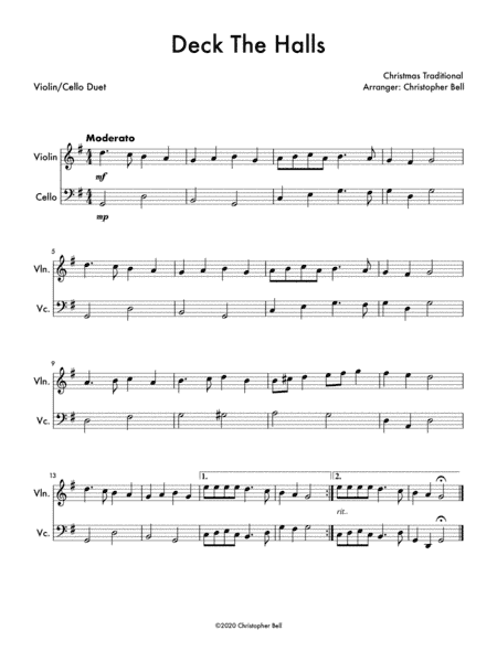 Deck The Halls (Violin/Cello Duet) (arr. Christopher Bell)