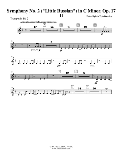 Tchaikovsky Symphony No. 2, Movement II - Trumpet in Bb 2 (Transposed Part), Op. 17 (arr. Doug Clyde)