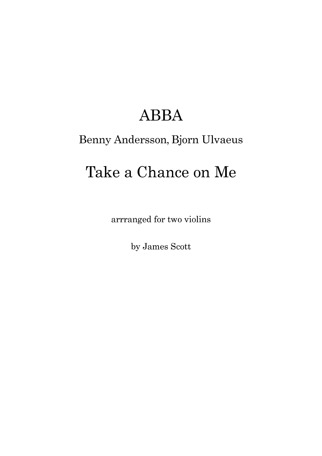 Take A Chance On Me (arr. James Scott)