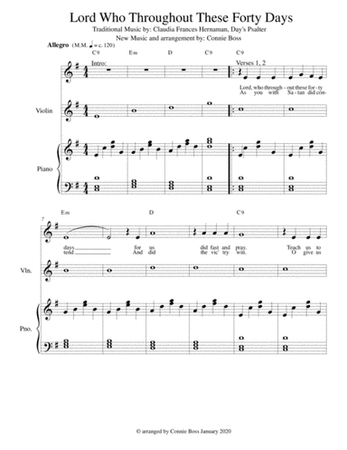 Lord, Who Throughout These Forty Days - violin, voice and piano (arr. Connie Boss)