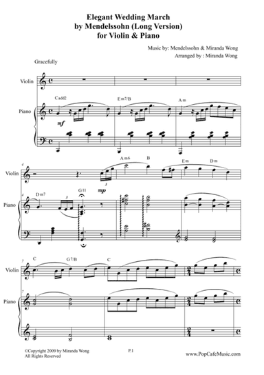 Elegant Wedding March (Long Version) for Violin & Piano (arr. Miranda Wong)