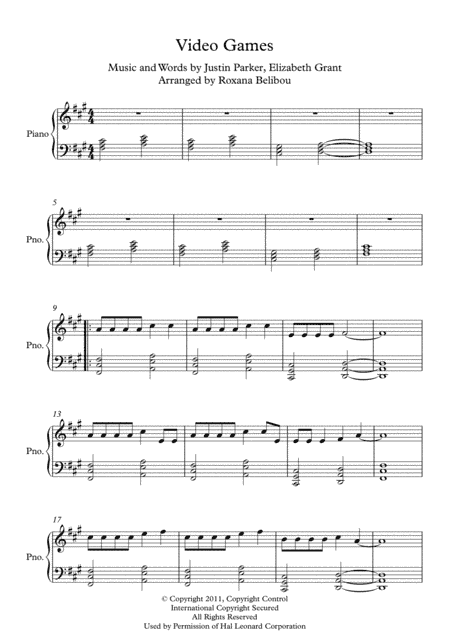 Video Games (arr. Roxana Belibou)