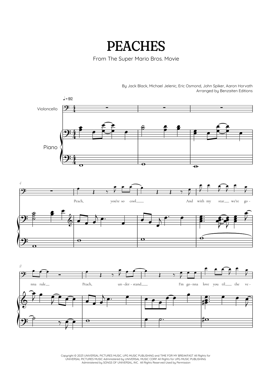 Peaches (arr. Benzaiten Editions)