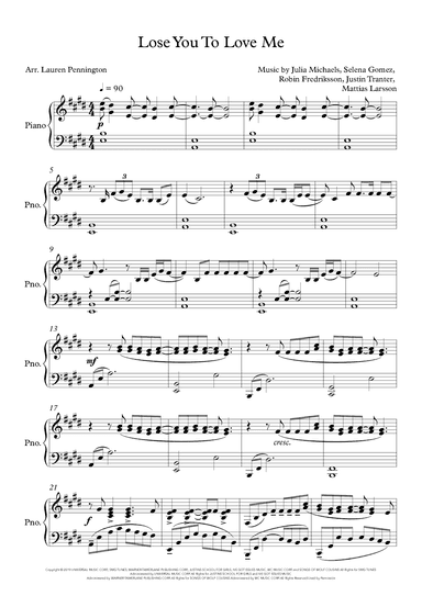 Lose You To Love Me (arr. Lauren Pennington)