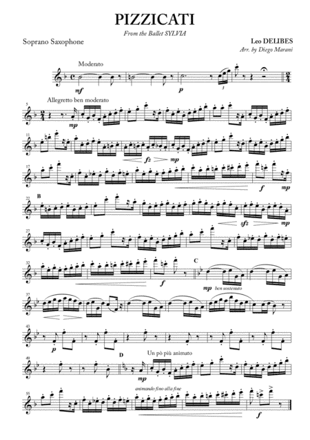 Pizzicati for Saxophone Quartet (arr. Diego Marani)
