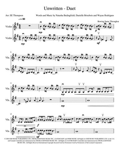 Unwritten (arr. Steven E Thompson)