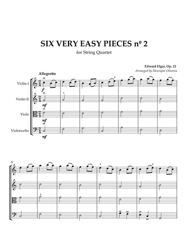 Six Very Easy Pieces nº 2 (Allegretto) - for String Quartet (arr. Henrique Oliveira)