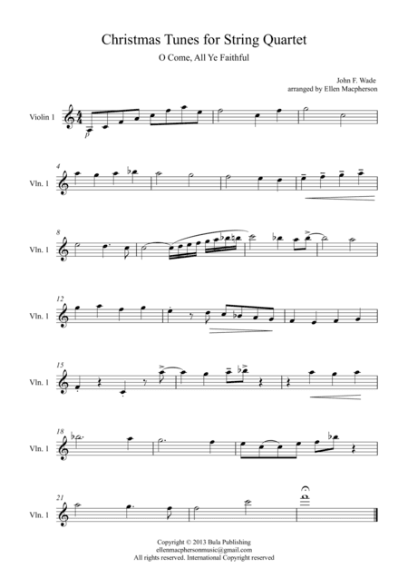 Christmas Tunes for String Quartet - O Come, All Ye Faithful - Violin 1 (arr. Ellen Macpherson)