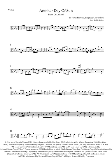 Another Day Of Sun (arr. Fabio Britto)