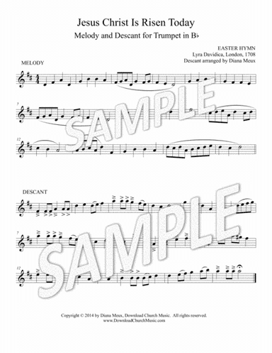 Jesus Christ is Risen Today - Trumpet melody & descant (arr. Diana Meux)