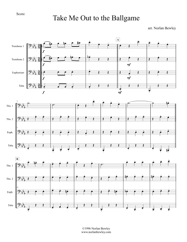 Take Me Out To The Ballgame - Low Brass Quartet (arr. Norlan Bewley)