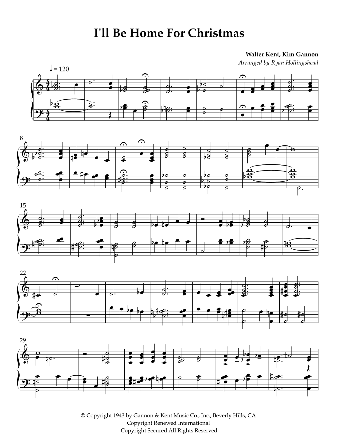 I'll Be Home For Christmas (arr. Ryan Hollingshead)