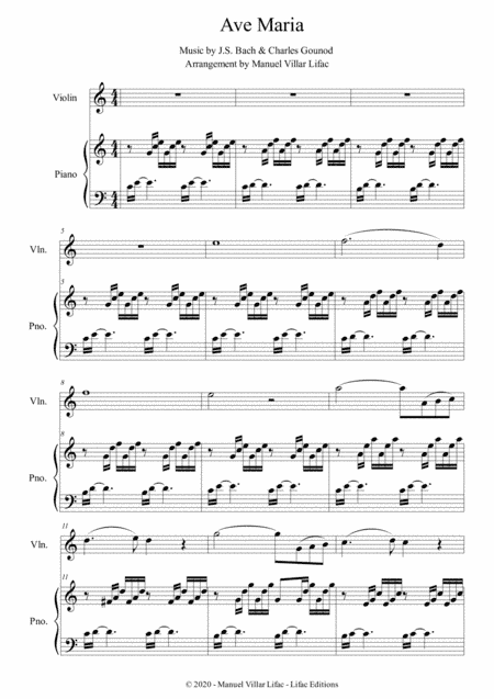 Ave Maria - Violin and Piano Duet - J.S. Bach & Charles Gounod (arr. Manuel Villar Lifac)