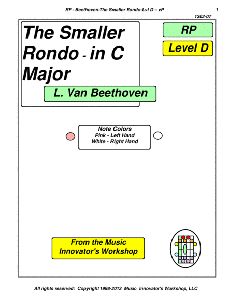 Beethoven - The Smaller Rondo in C Major - (Key Map Tablature) (arr. John M. Honeycutt)