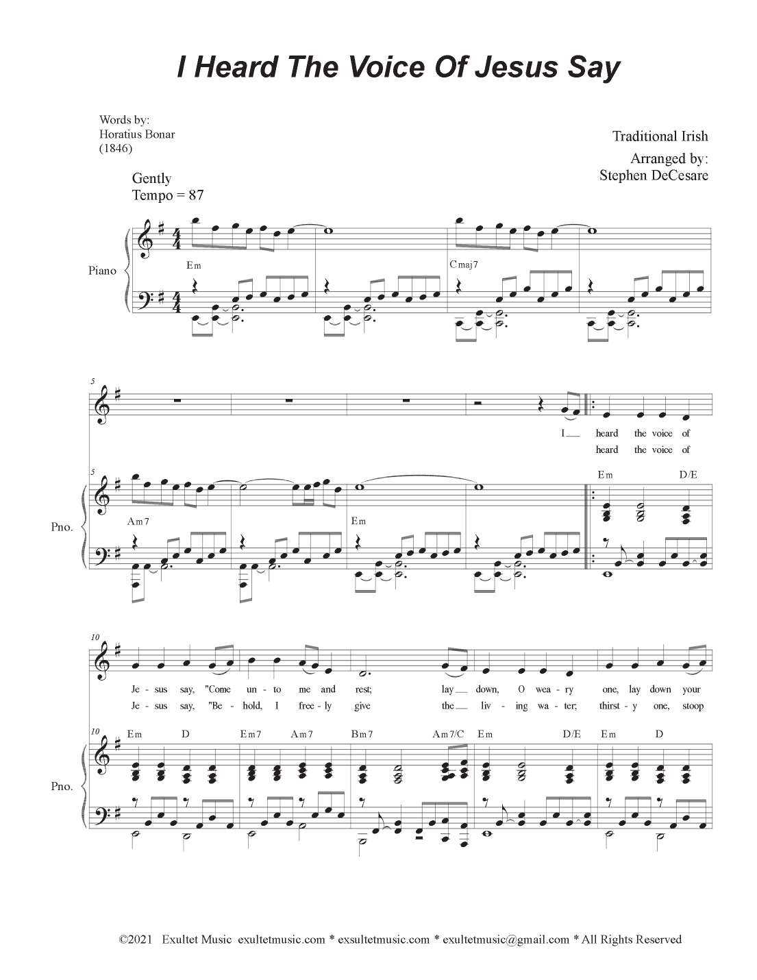 I Heard The Voice Of Jesus Say (Unison choir) (arr. Stephen DeCesare)