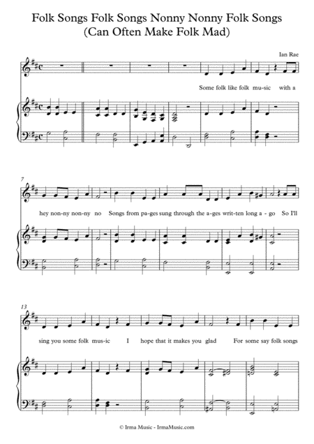 Folk Songs Folk Songs Nonny Nonny Folk Songs (Can Often Make Folk Mad)