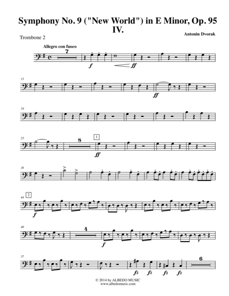 Dvorak Symphony No. 9, New World, Movement IV - Trombone in Bass Clef 2 (Transposed Part), Op.95 (arr. Doug Clyde)