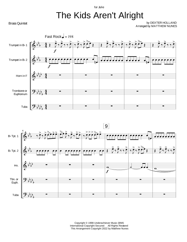 The Kids Aren't Alright (arr. Matthew Nunes)