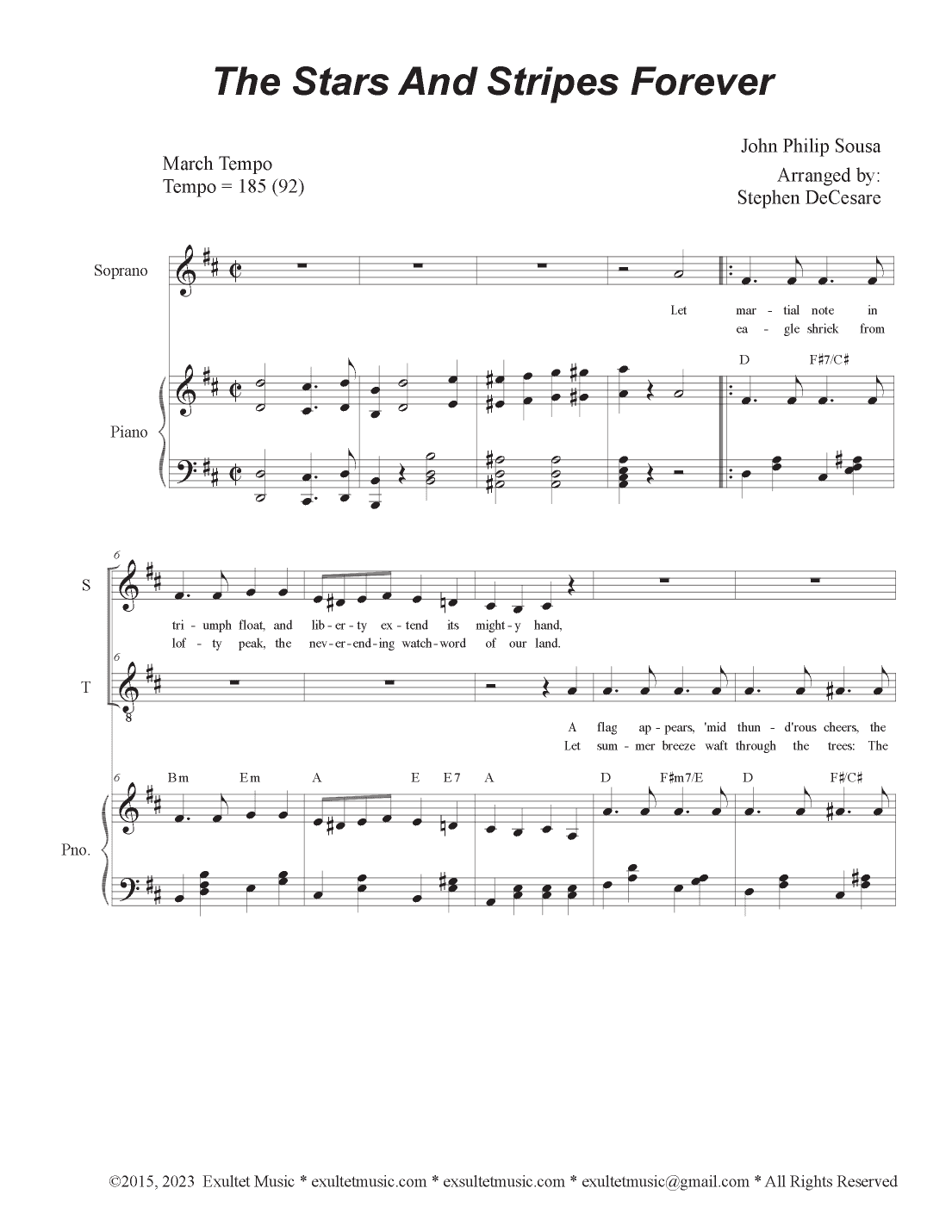 The Stars and Stripes Forever (Duet for Soprano and Tenor solo) (arr. Stephen DeCesare)