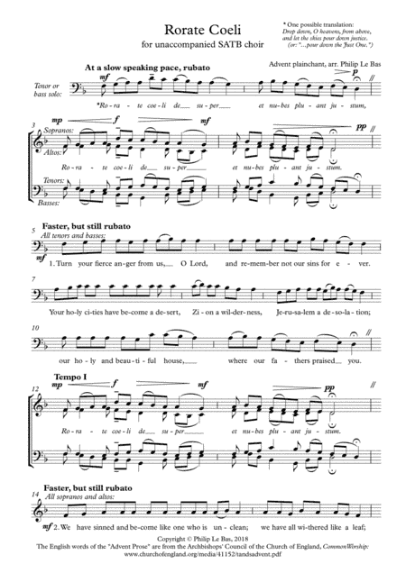 Rorate Coeli (arr. Philip Le Bas)