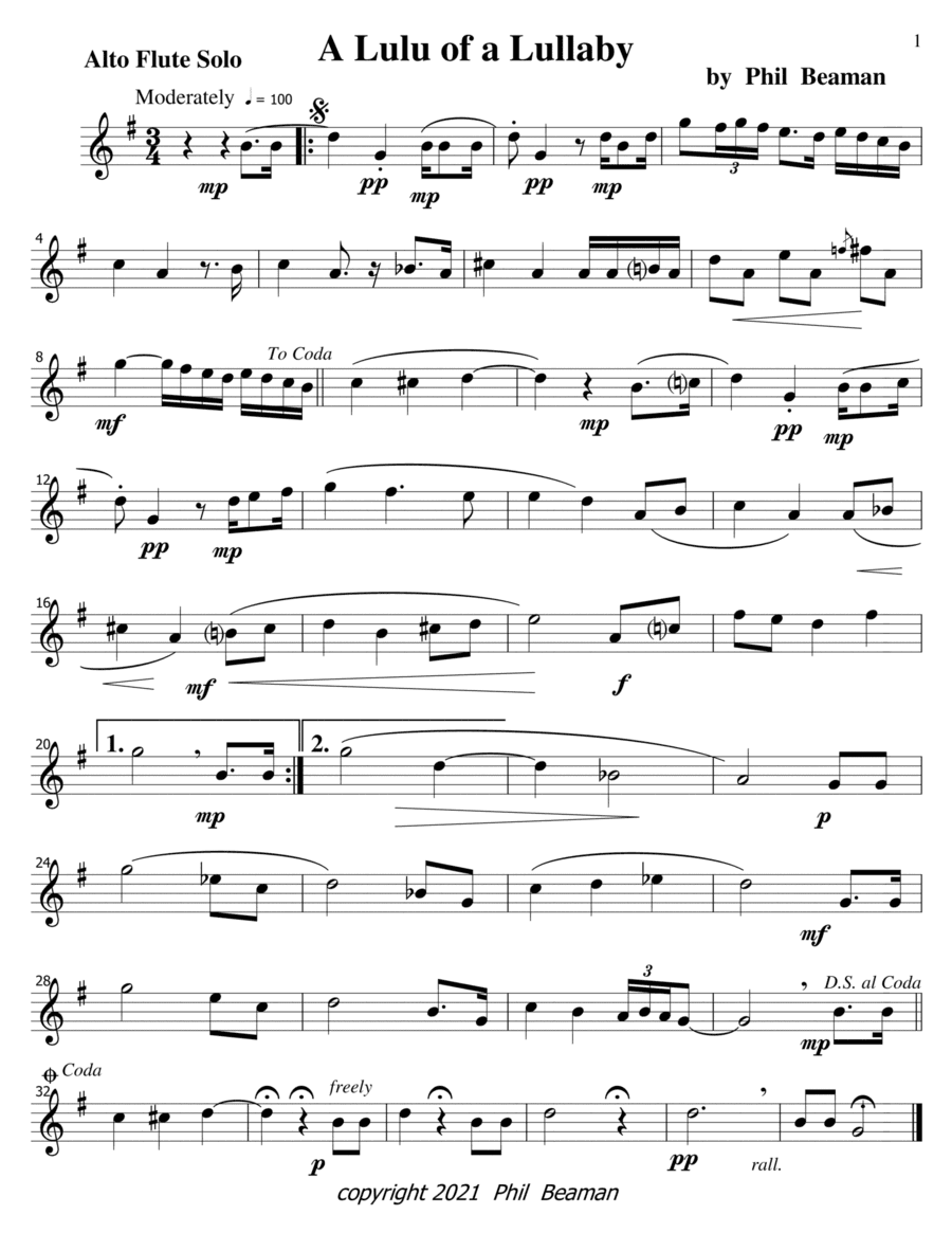 A Lulu of a Lullaby-alto flute solo