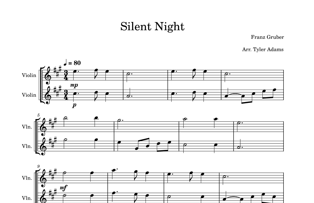 Silent Night (Violin Duet) (arr. Tyler Adams)