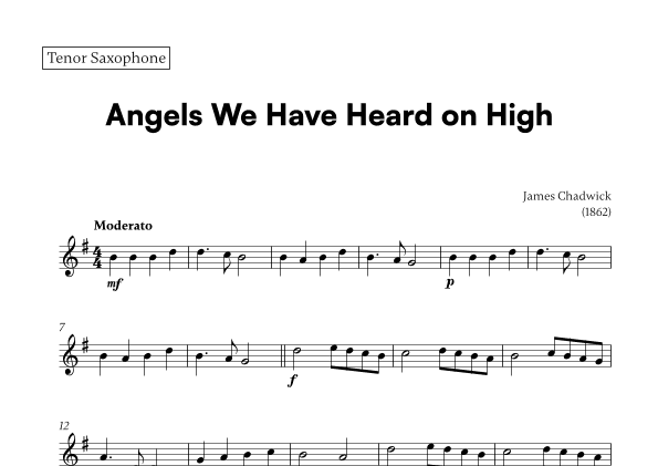 Angels we have heard on high (for Tenor Saxophone) (arr. Cadenza Editions)