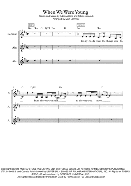 When We Were Young (arr. Matt Lammin)