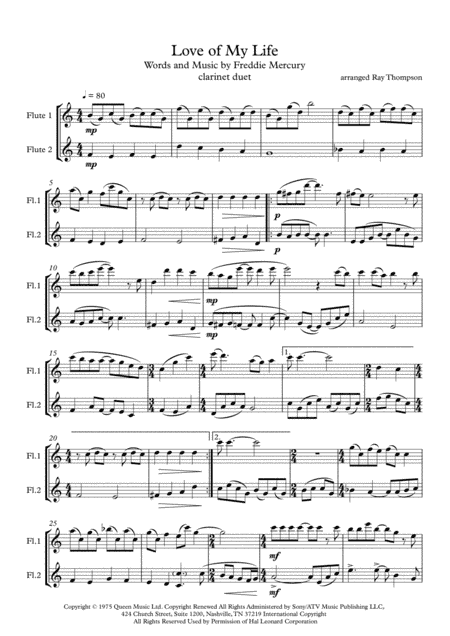 Love Of My Life (arr. Ray Thompson)