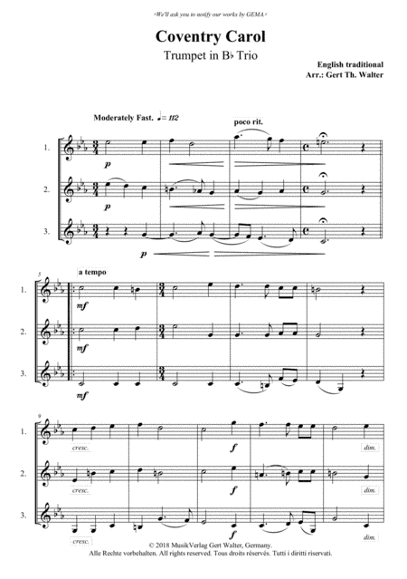 Coventry Carol (arr. Gert Th. Walter)