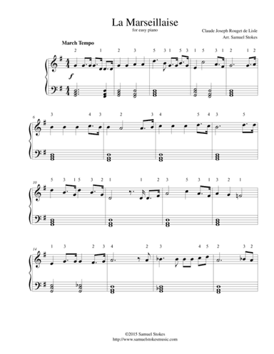 La Marseillaise - French National Anthem - for easy piano (arr. Samuel Stokes)