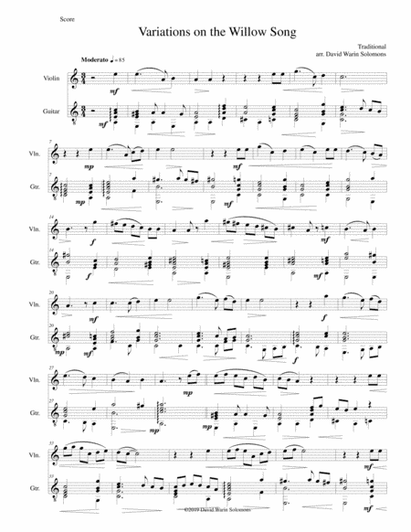 Variations on the Willow Song for violin and guitar (arr. David Warin Solomons)