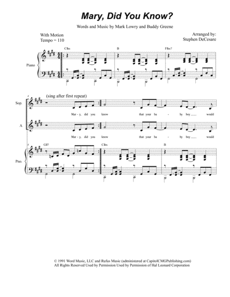 Mary, Did You Know? (arr. Stephen DeCesare)