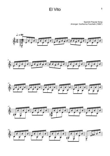 Spanish Popular Song - El Vito. Arrangement for Classical Guitar (arr. Guilherme Facchetti)