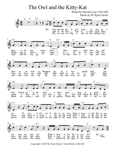 The Owl and the Kitty-Kat for Unison Choir and Ukulele