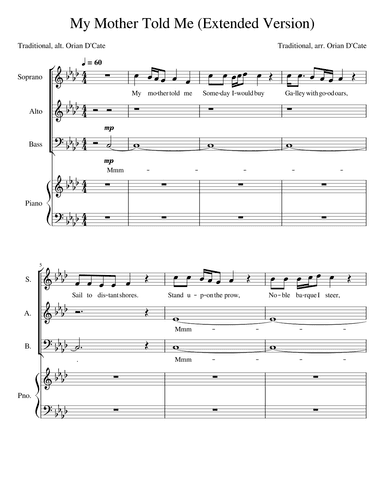 My Mother Told Me (arr. Orian D'Cate)