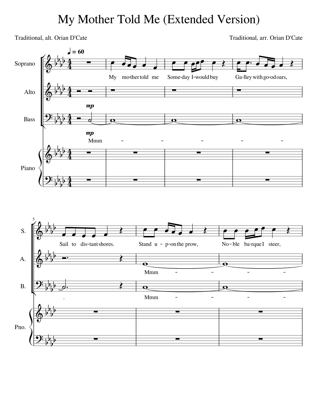 My Mother Told Me (arr. Orian D'Cate)