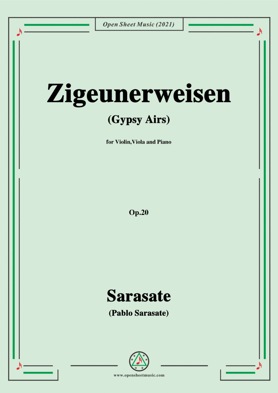 Sarasate-Zigeunerweisen(Gypsy Airs),Op.20,for Violin,Viola and Piano (arr. Open Cloud)