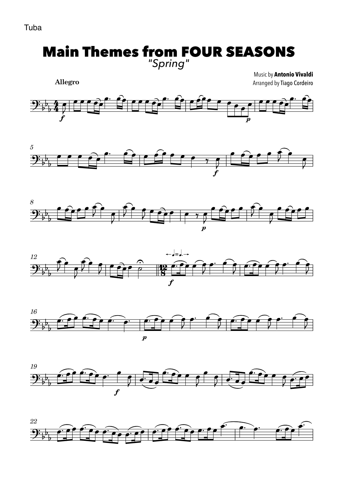Main Themes from Four Seasons “Spring” (arr. Tiago Cordeiro)