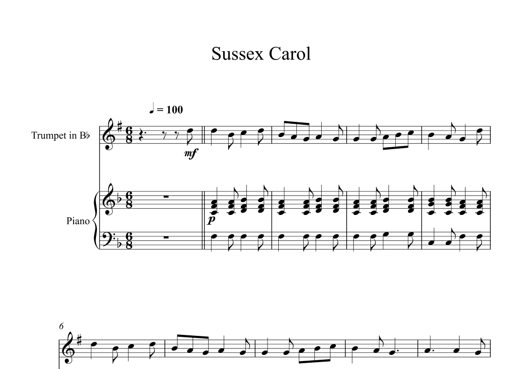 Sussex Carol (Trumpet + Piano) (arr. Digital Book Music)