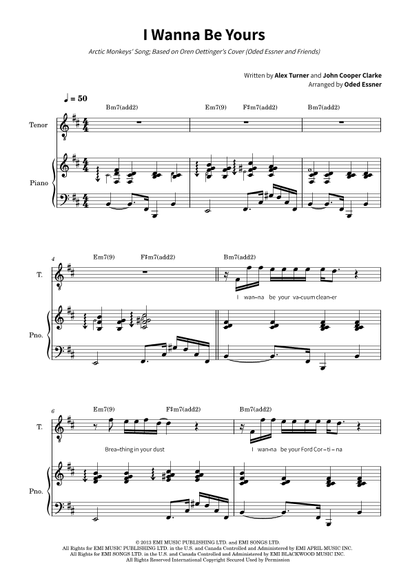 I Wanna Be Yours (arr. Oded Essner)
