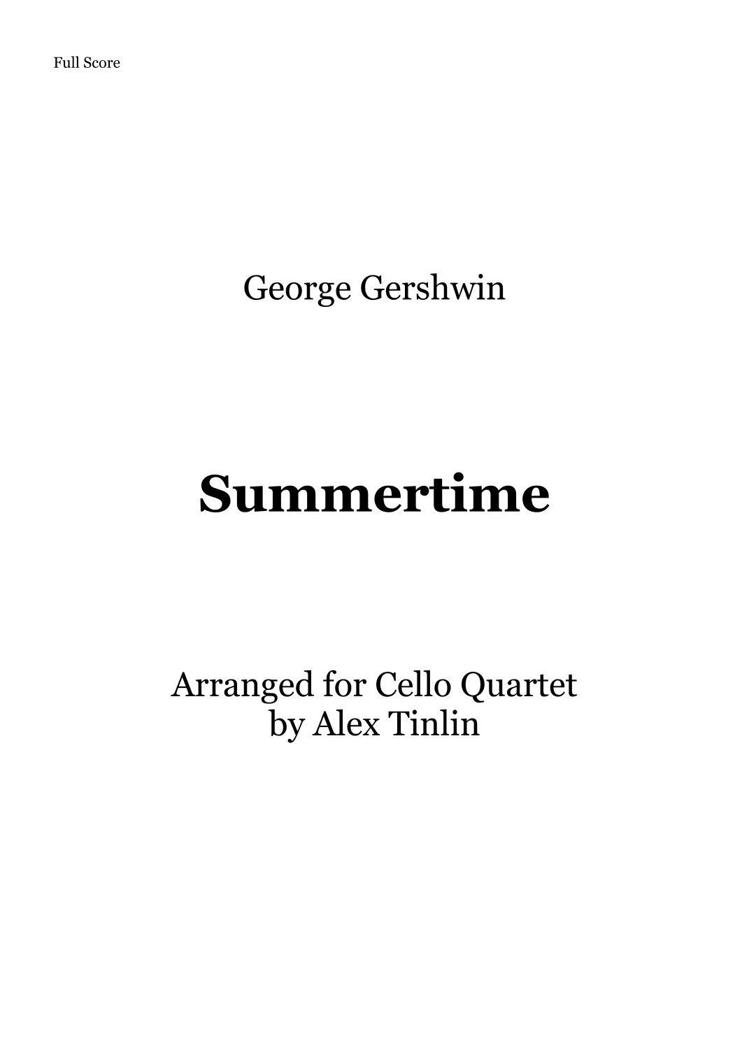 Summertime (arr. Alex Tinlin)