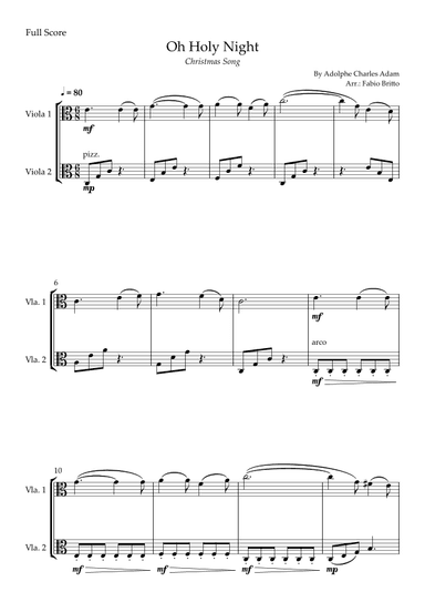 Oh Holly Night (Christmas Song) for Viola Duo (arr. Fabio Britto)
