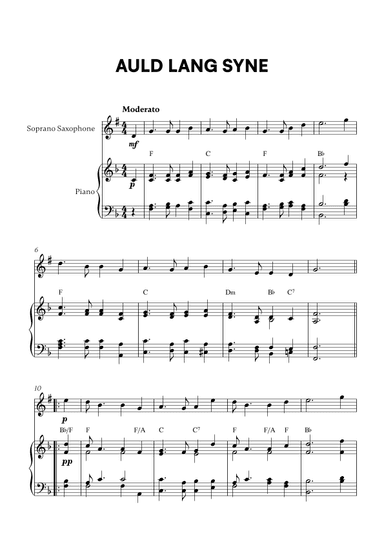 Auld Lang Syne (for Soprano Saxophone and Piano) (arr. Cadenza Editions)