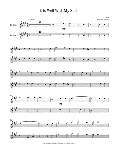 It Is Well With My Soul (Eb instrument duet, parts only) (arr. Sandra Zylstra)